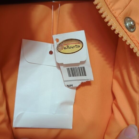 Talbots puffer goose down hooded orange vest S NWT - Picture 5 of 10